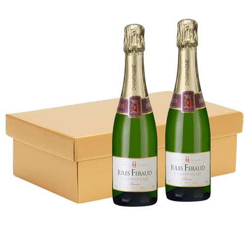 Half Bottle of Jules Feraud Champagne 37.5cl Duo Postal Box